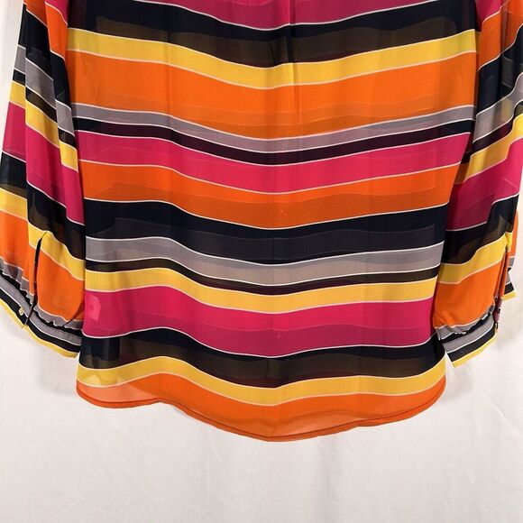 New Banana Republic Blouse Women's Medium Rainbow Short Sleeve Sheer Button Up - Picture 9 of 9
